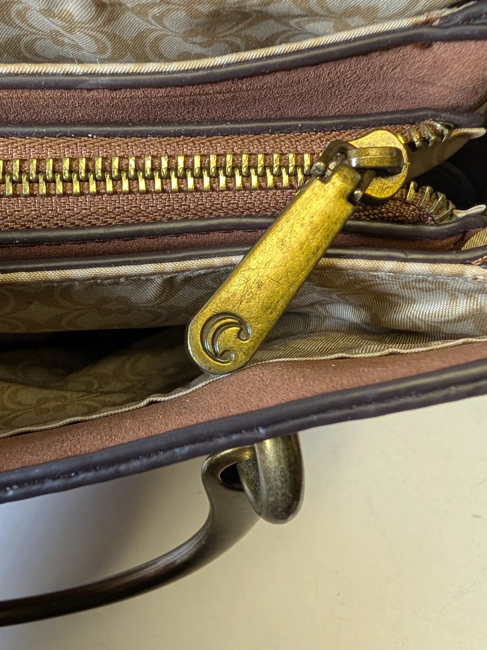 Charming Charlie Tan Brown Crescent Satchel with Gold Handles
